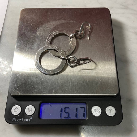 Vintage Sterling Silver Rebecca Hoop Dangle Earrings. 2.25 inches long - Picture 5 of 6